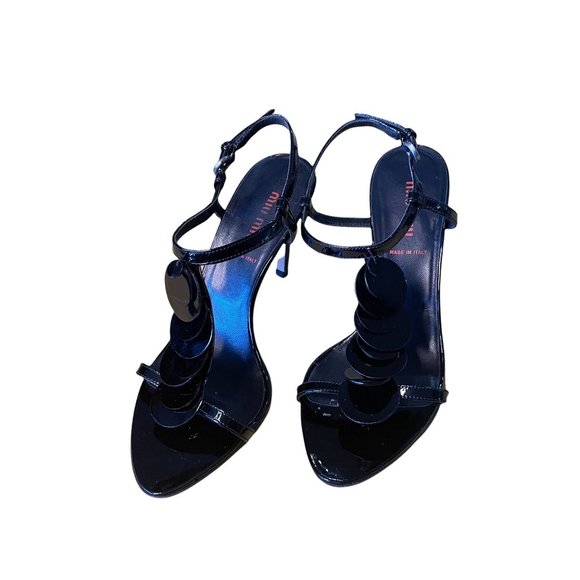 Miu Miu Black Patent Strappy Sandals Size 36 - Picture 3 of 9